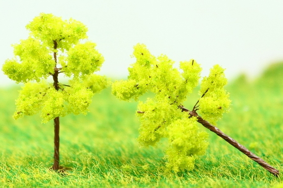China Eisenbahn Landschaft Miniatur Modell Bäume gelb Green Avenue Einpflanzen Draht Baum 3 cm fournisseur