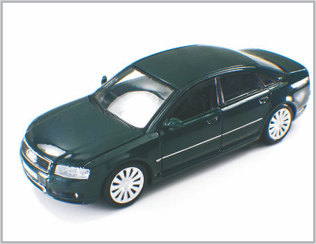 1/24 goss Legierungs-helle schwarze kundenspezifische Modellbau-Autos Audi A8 als nach Hause Decoratio druck fournisseur