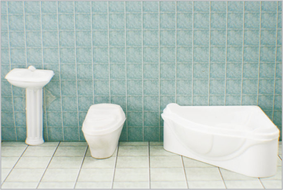 Architektonische Haus Modell Möbel Wand Hand-Waschbecken 01:25 / dreieckige Badewanne 01:30 fournisseur